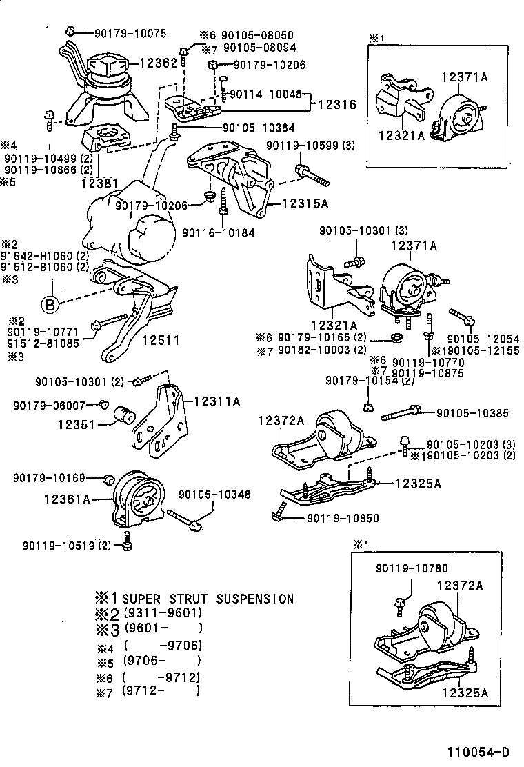 12372-74500 INSULATOR, ENGINE MOUNTING, LH(FOR TRANSVERSE ENGINE) product image