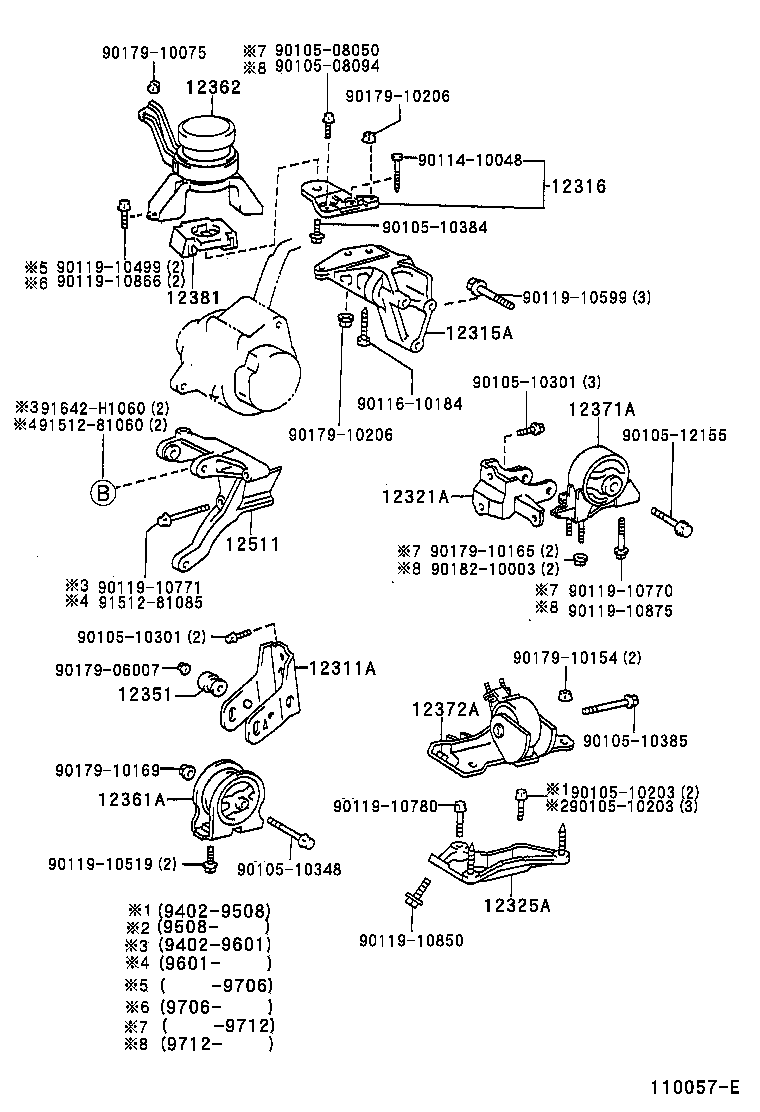 12372-74640 INSULATOR, ENGINE MOUNTING, LH(FOR TRANSVERSE ENGINE) product image