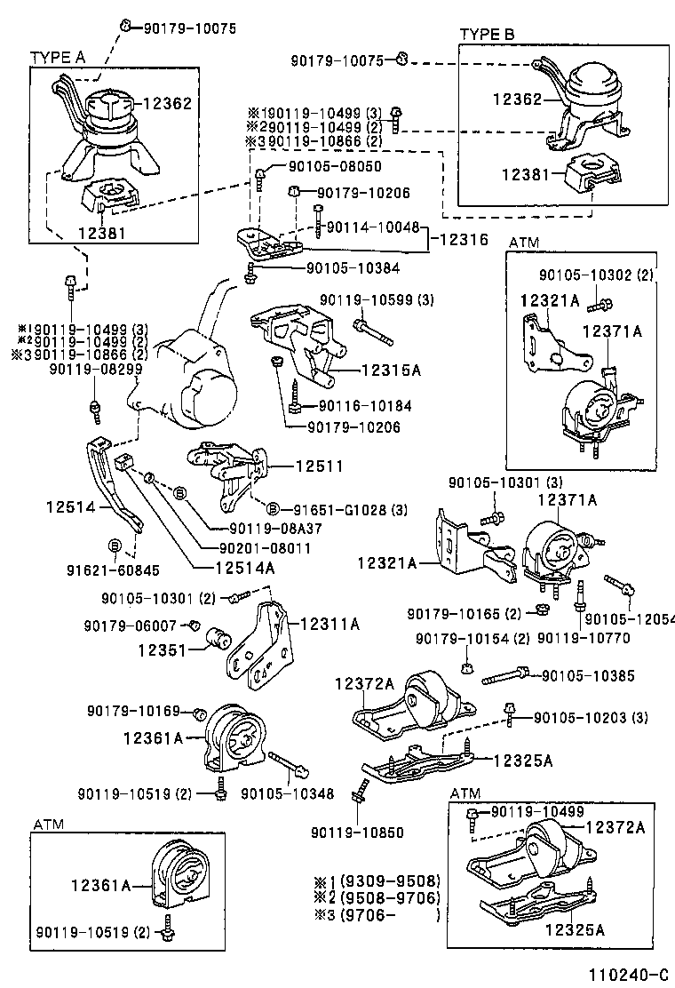 12372-74480 INSULATOR, ENGINE MOUNTING, LH(FOR TRANSVERSE ENGINE) product image