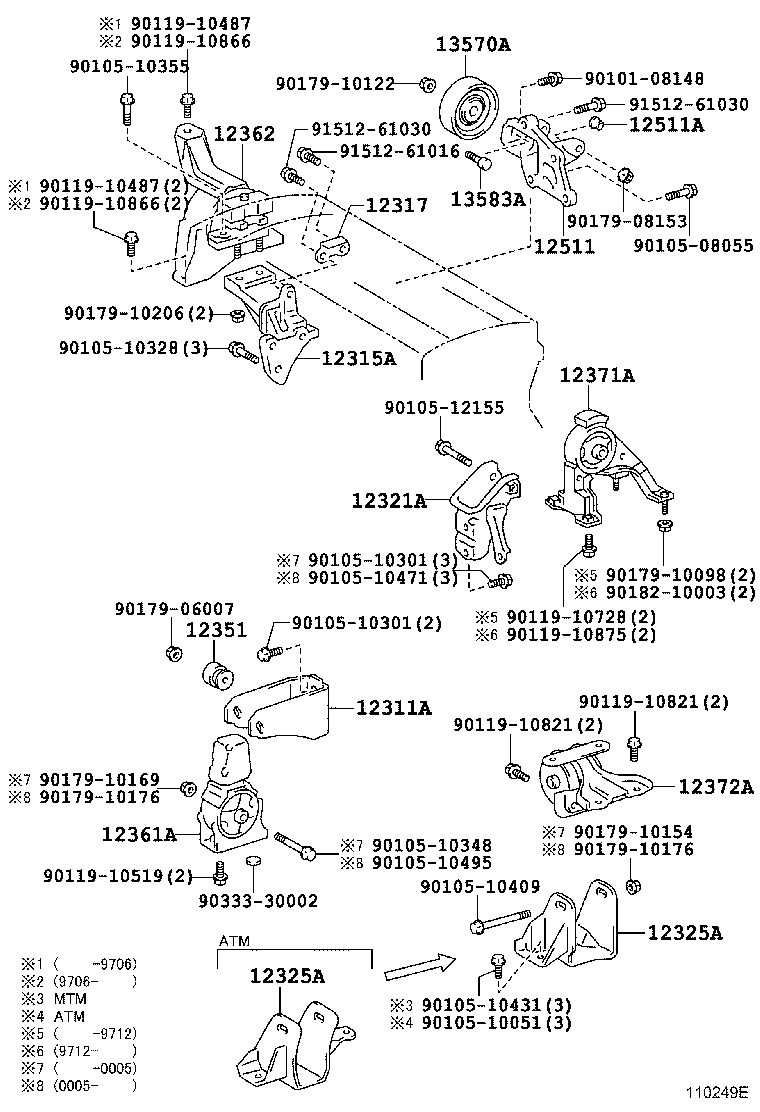 12372-64221 INSULATOR, ENGINE MOUNTING, LH(FOR TRANSVERSE ENGINE) product image