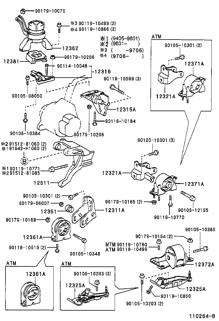 12372-74480 INSULATOR, ENGINE MOUNTING, LH(FOR TRANSVERSE ENGINE) product image