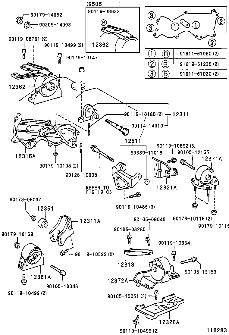 12372-11250 INSULATOR, ENGINE MOUNTING, LH(FOR TRANSVERSE ENGINE) product image