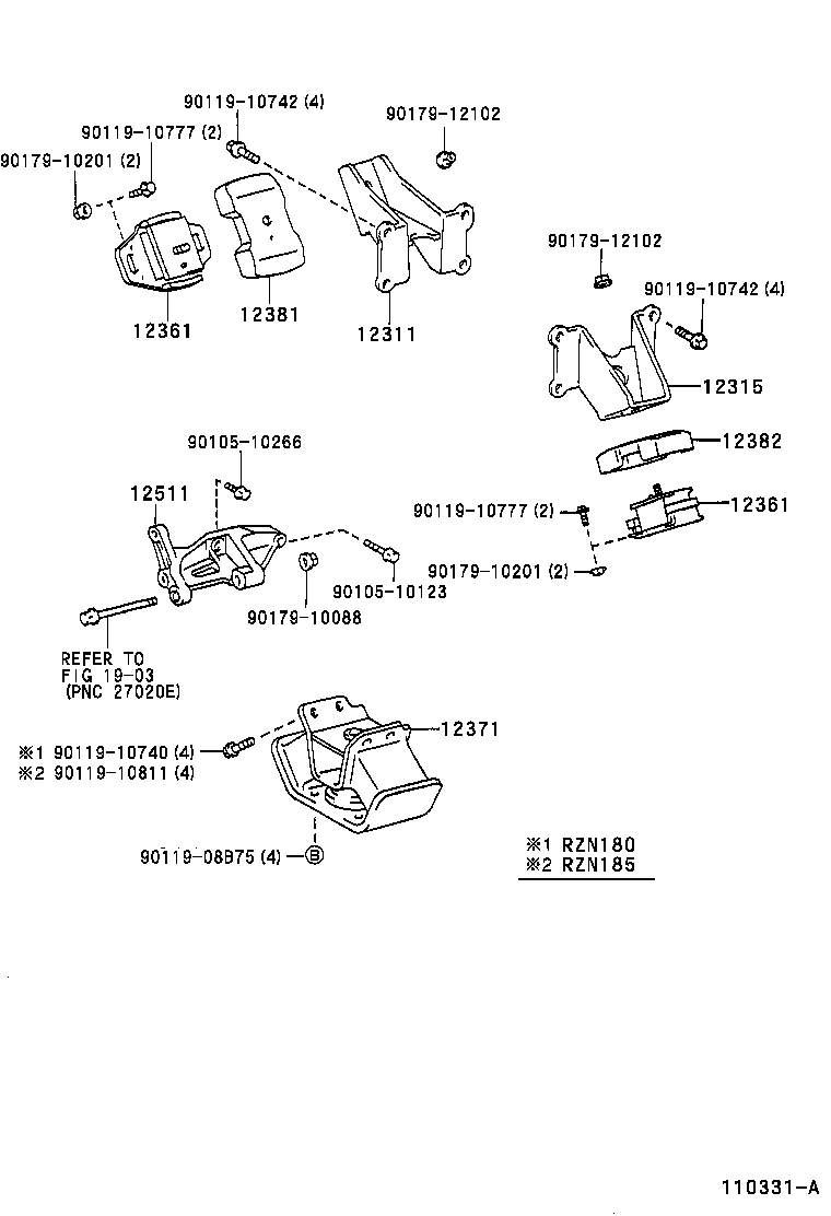 12315-62080 BRACKET, ENGINE MOUNTING, FRONT NO.1 LH product image