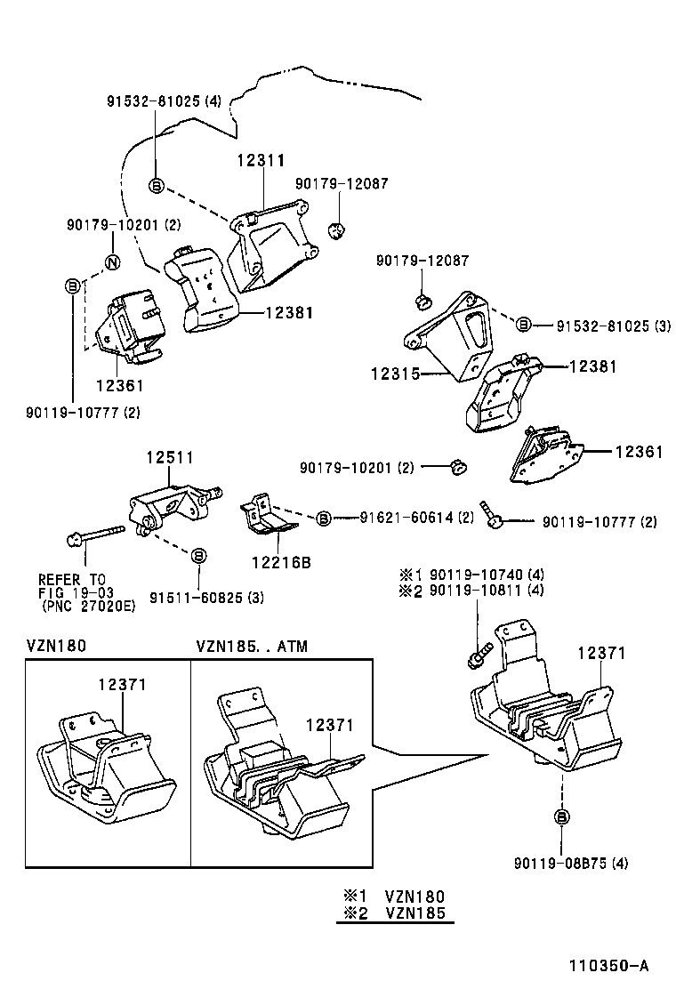 12315-62080 BRACKET, ENGINE MOUNTING, FRONT NO.1 LH product image