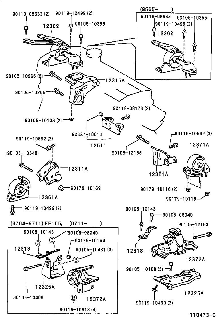 12372-16210 INSULATOR, ENGINE MOUNTING, LH(FOR TRANSVERSE ENGINE) product image