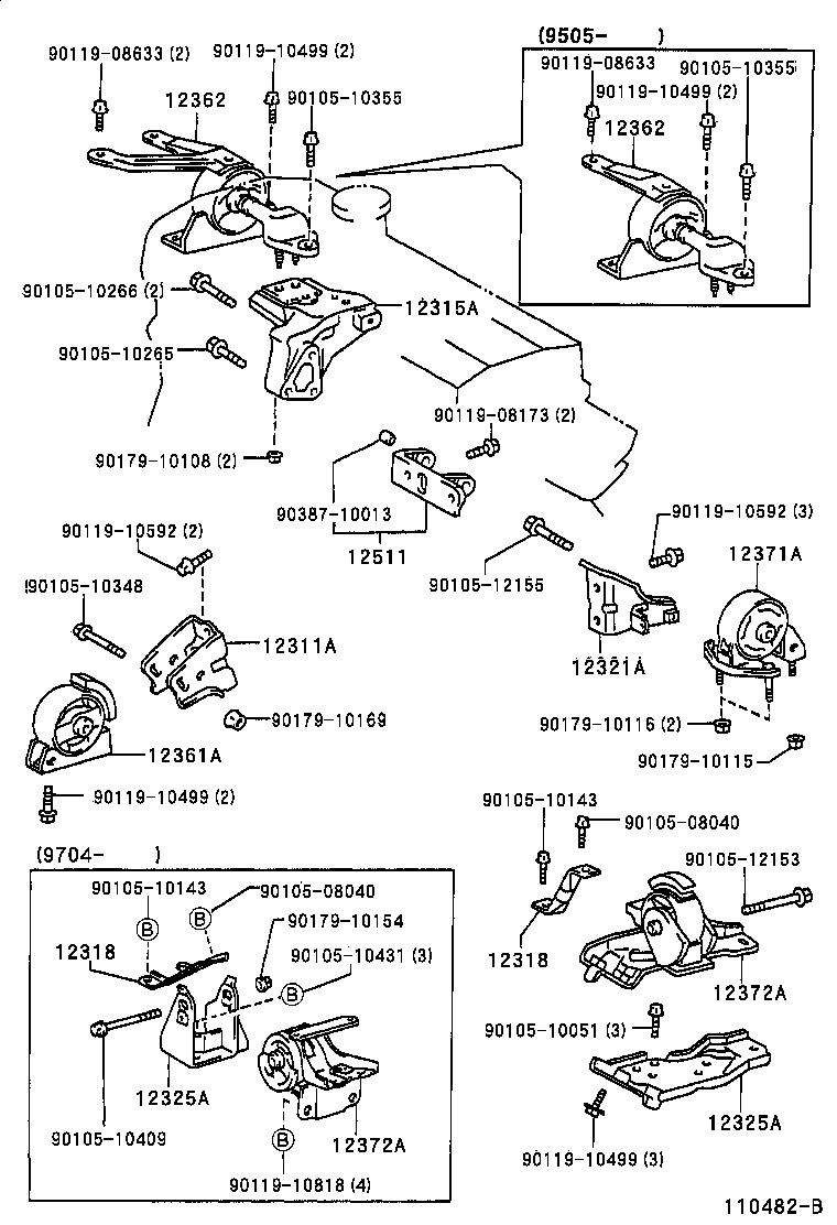 12372-16260 INSULATOR, ENGINE MOUNTING, LH(FOR TRANSVERSE ENGINE) product image