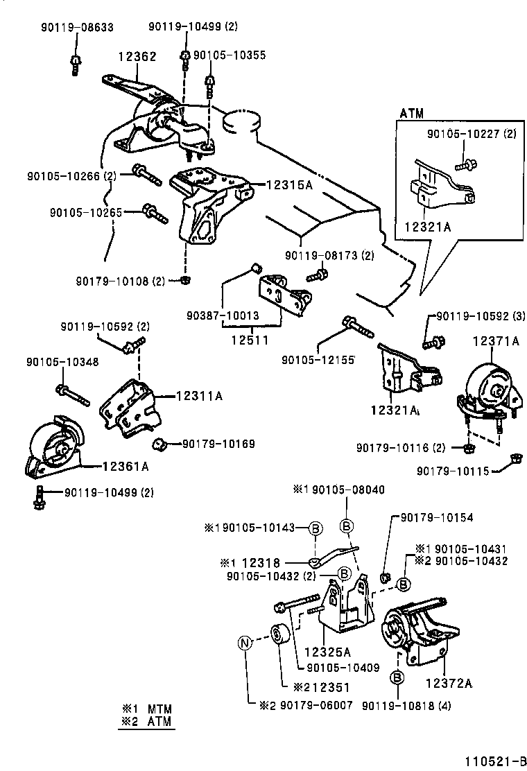 12372-27010 INSULATOR, ENGINE MOUNTING, LH(FOR TRANSVERSE ENGINE) product image