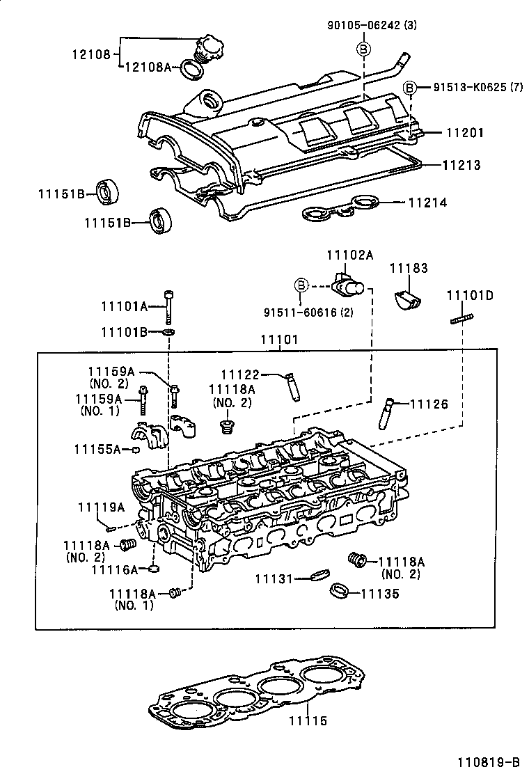11101-88580 HEAD SUB-ASSY, CYLINDER product image
