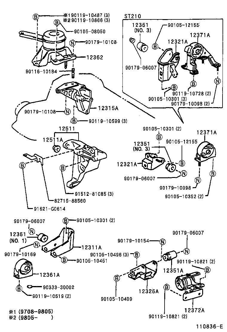 12372-74630 INSULATOR, ENGINE MOUNTING, LH(FOR TRANSVERSE ENGINE) product image