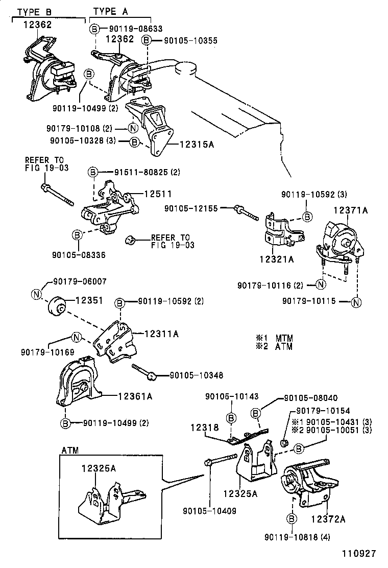 12372-27010 INSULATOR, ENGINE MOUNTING, LH(FOR TRANSVERSE ENGINE) product image