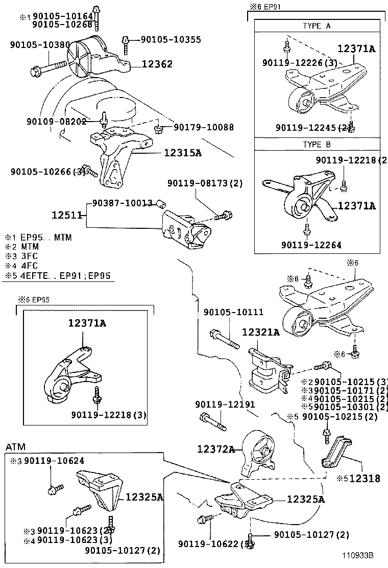 12303-55041 BRACKET, ENGINE MOUNTING, REAR(FOR TRANSVERSE ENGINE) product image
