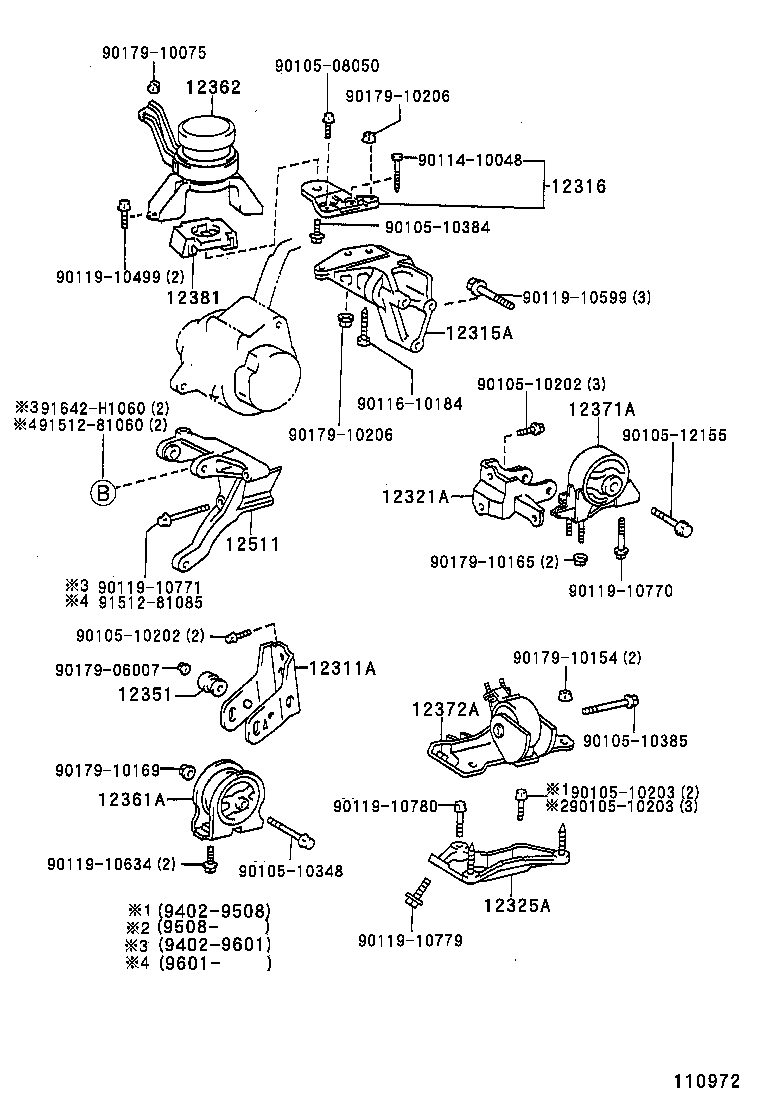 12372-74500 INSULATOR, ENGINE MOUNTING, LH(FOR TRANSVERSE ENGINE) product image