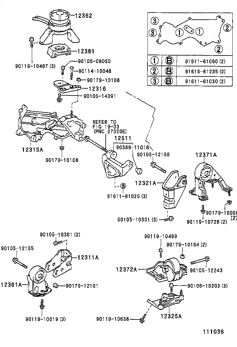 12372-64290 INSULATOR, ENGINE MOUNTING, LH(FOR TRANSVERSE ENGINE) product image