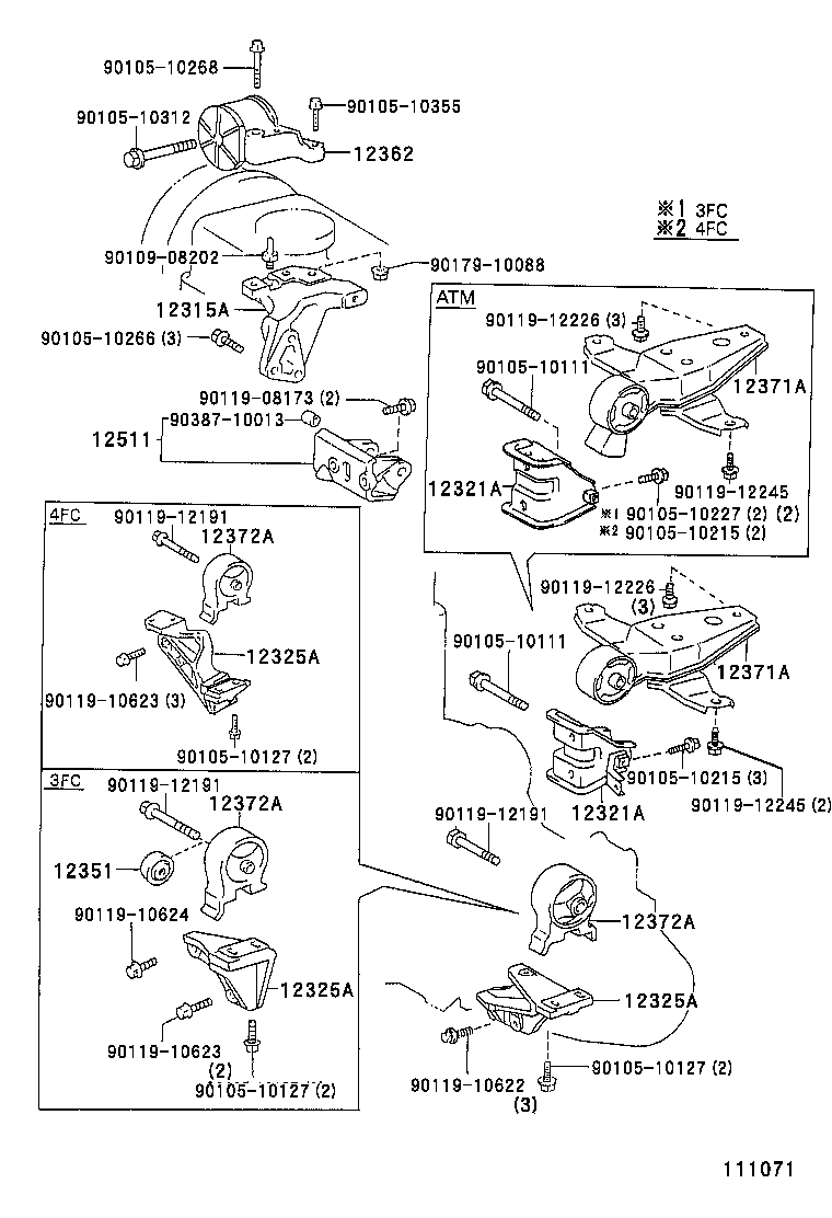 12303-11070 BRACKET, ENGINE MOUNTING, REAR(FOR TRANSVERSE ENGINE) product image