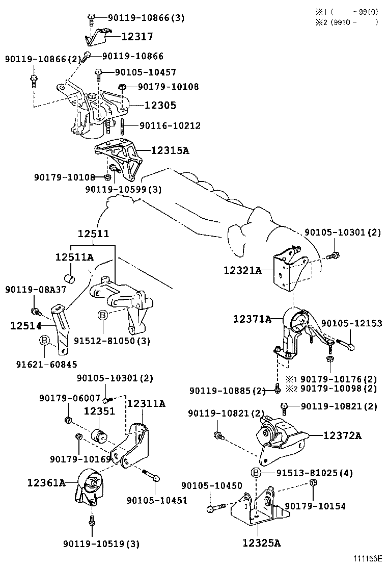 12372-22010 INSULATOR, ENGINE MOUNTING, LH(FOR TRANSVERSE ENGINE) product image