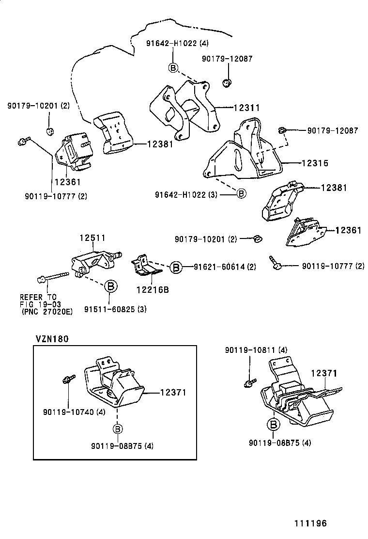 12315-62080 BRACKET, ENGINE MOUNTING, FRONT NO.1 LH product image