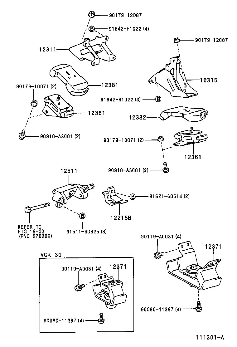12315-0F010 BRACKET, ENGINE MOUNTING, FRONT NO.1 LH product image