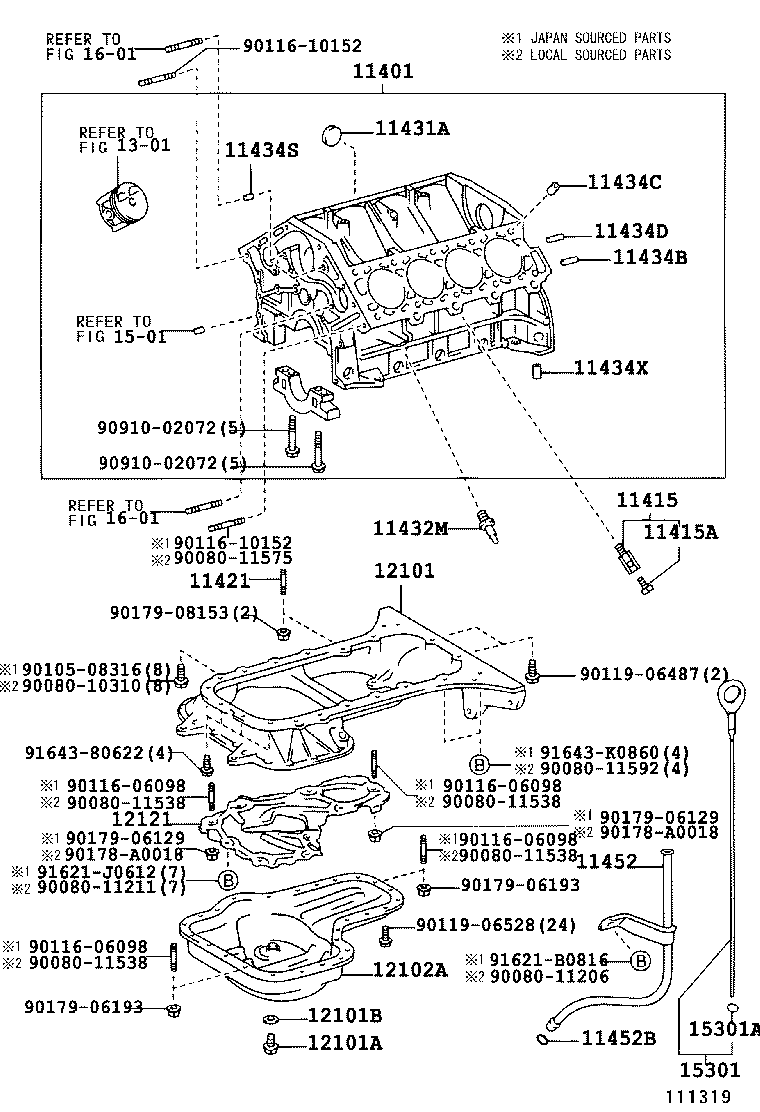 90080-12009 BOLT, STUD(FOR OIL PAN) product image