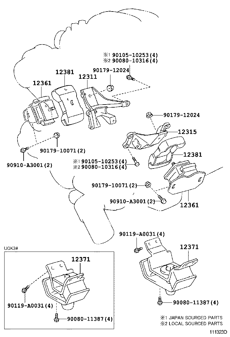12315-0F010 BRACKET, ENGINE MOUNTING, FRONT NO.1 LH product image