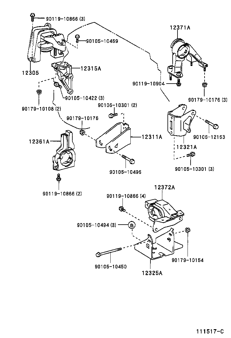 12305-22280 INSULATOR SUB-ASSY, ENGINE MOUNTING, RH product image