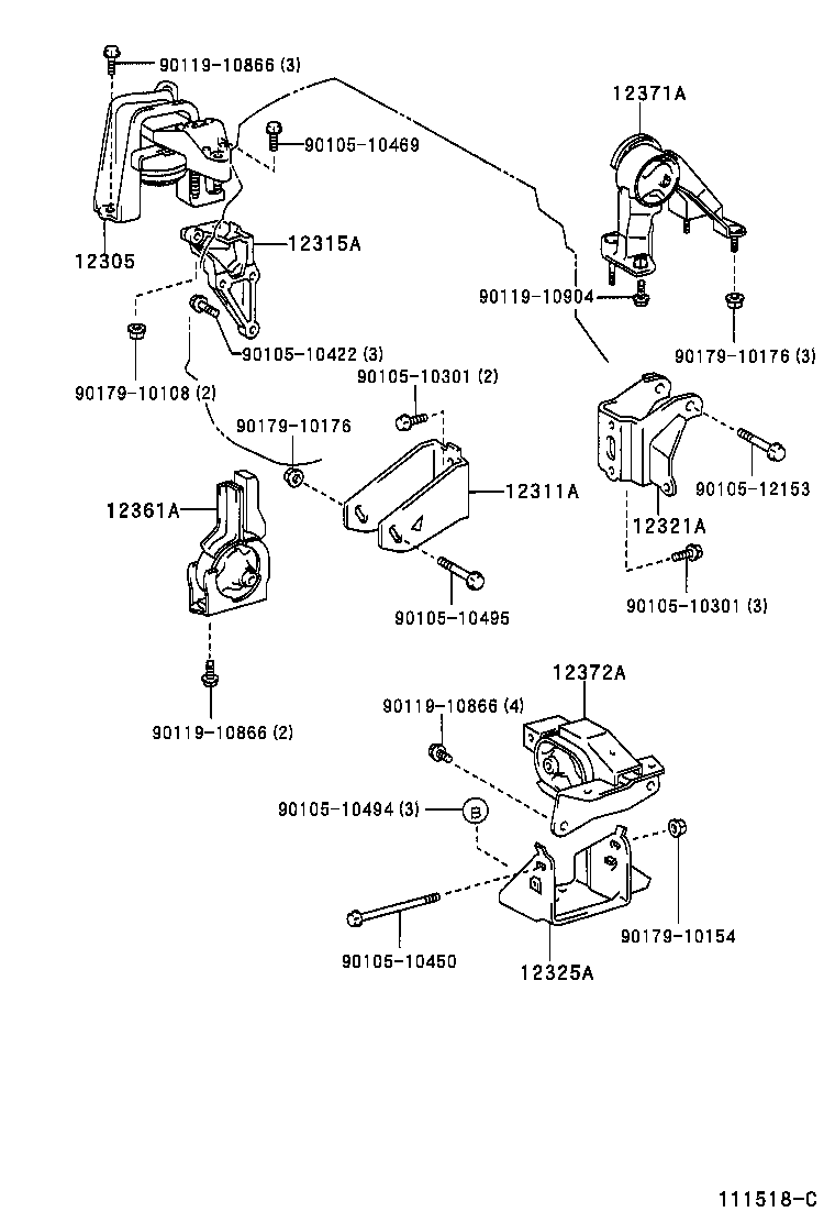 12305-22280 INSULATOR SUB-ASSY, ENGINE MOUNTING, RH product image