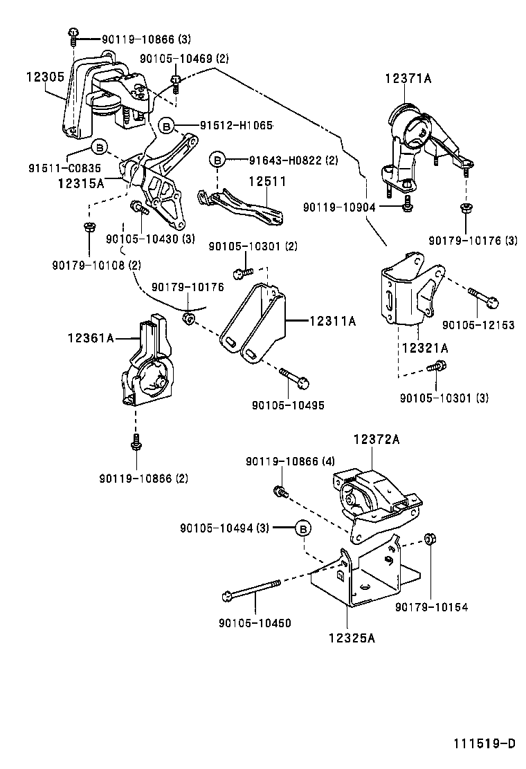12305-22280 INSULATOR SUB-ASSY, ENGINE MOUNTING, RH product image