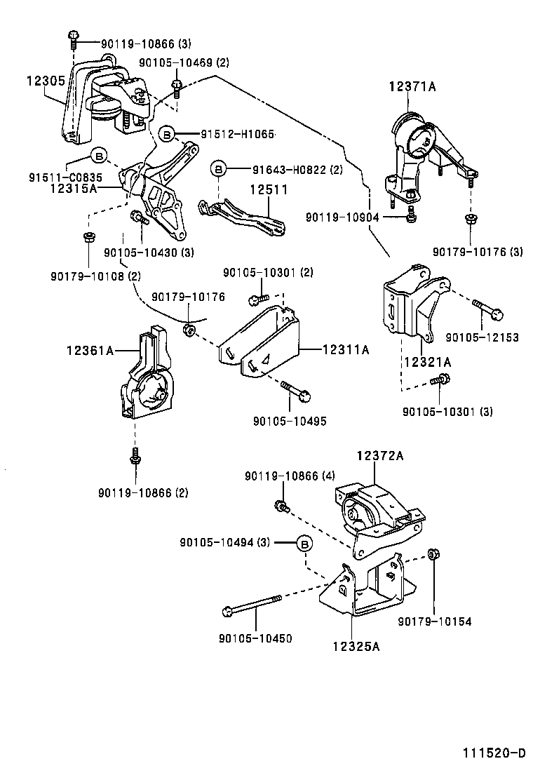 12305-22280 INSULATOR SUB-ASSY, ENGINE MOUNTING, RH product image