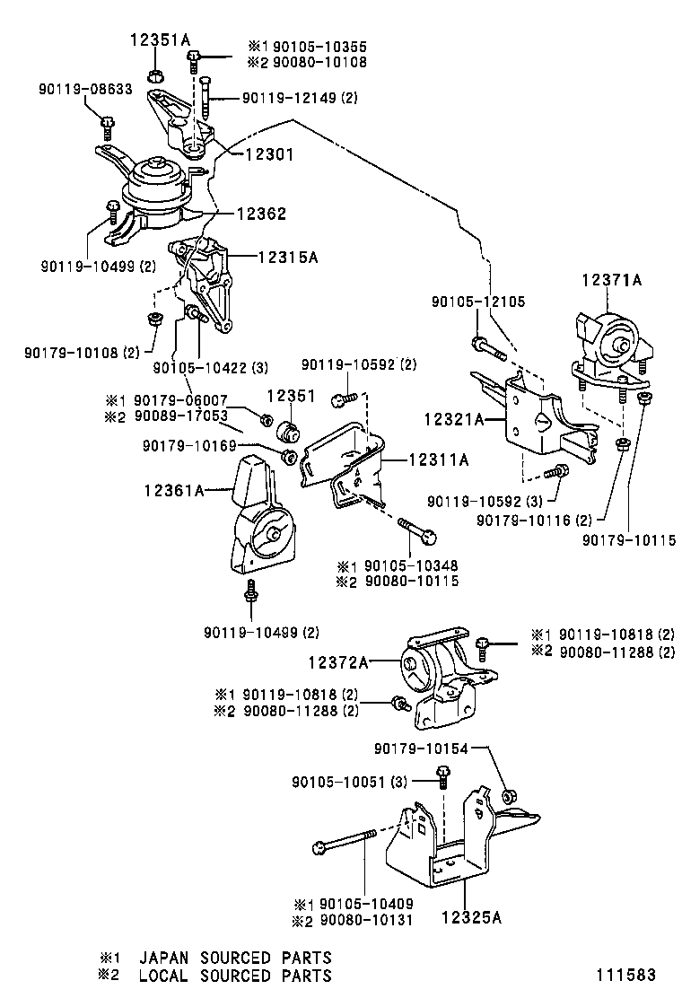 12372-27010 INSULATOR, ENGINE MOUNTING, LH(FOR TRANSVERSE ENGINE) product image