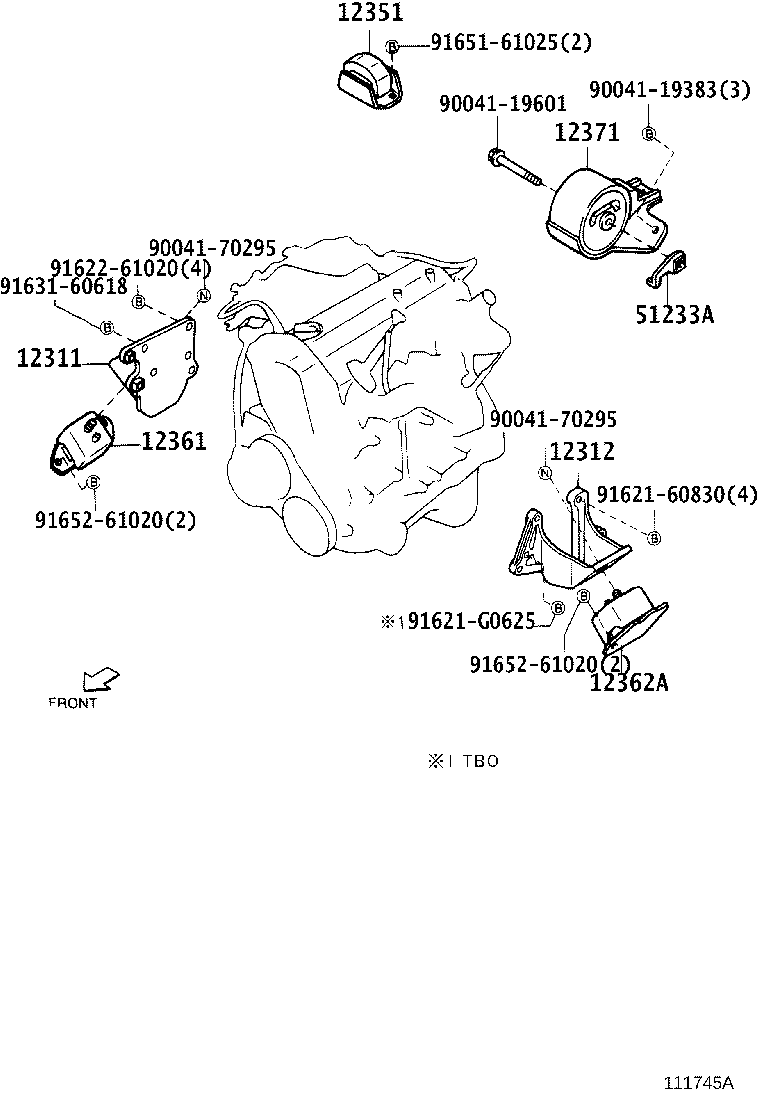 12311-87403 BRACKET, ENGINE MOUNTING, FRONT NO.1 RH product image