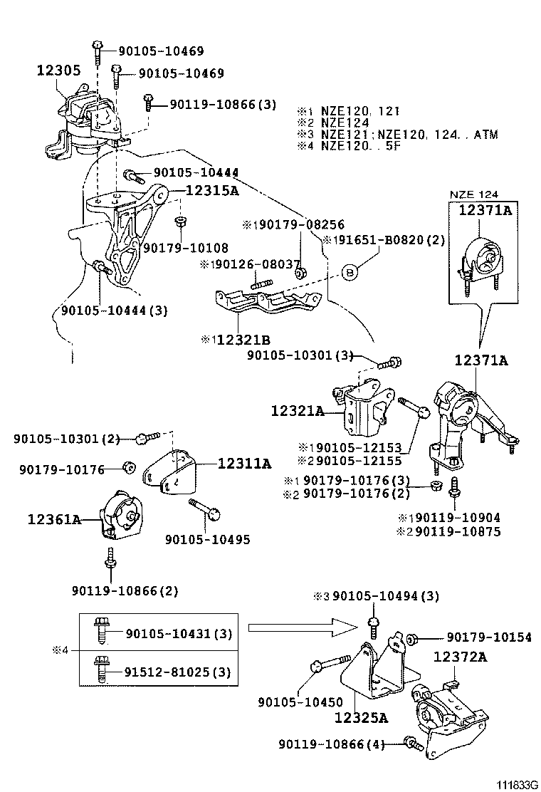 12372-64310 INSULATOR, ENGINE MOUNTING, LH(FOR TRANSVERSE ENGINE) product image