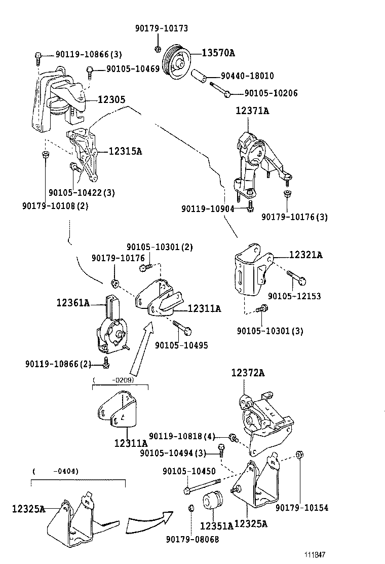 12372-64310 INSULATOR, ENGINE MOUNTING, LH(FOR TRANSVERSE ENGINE) product image