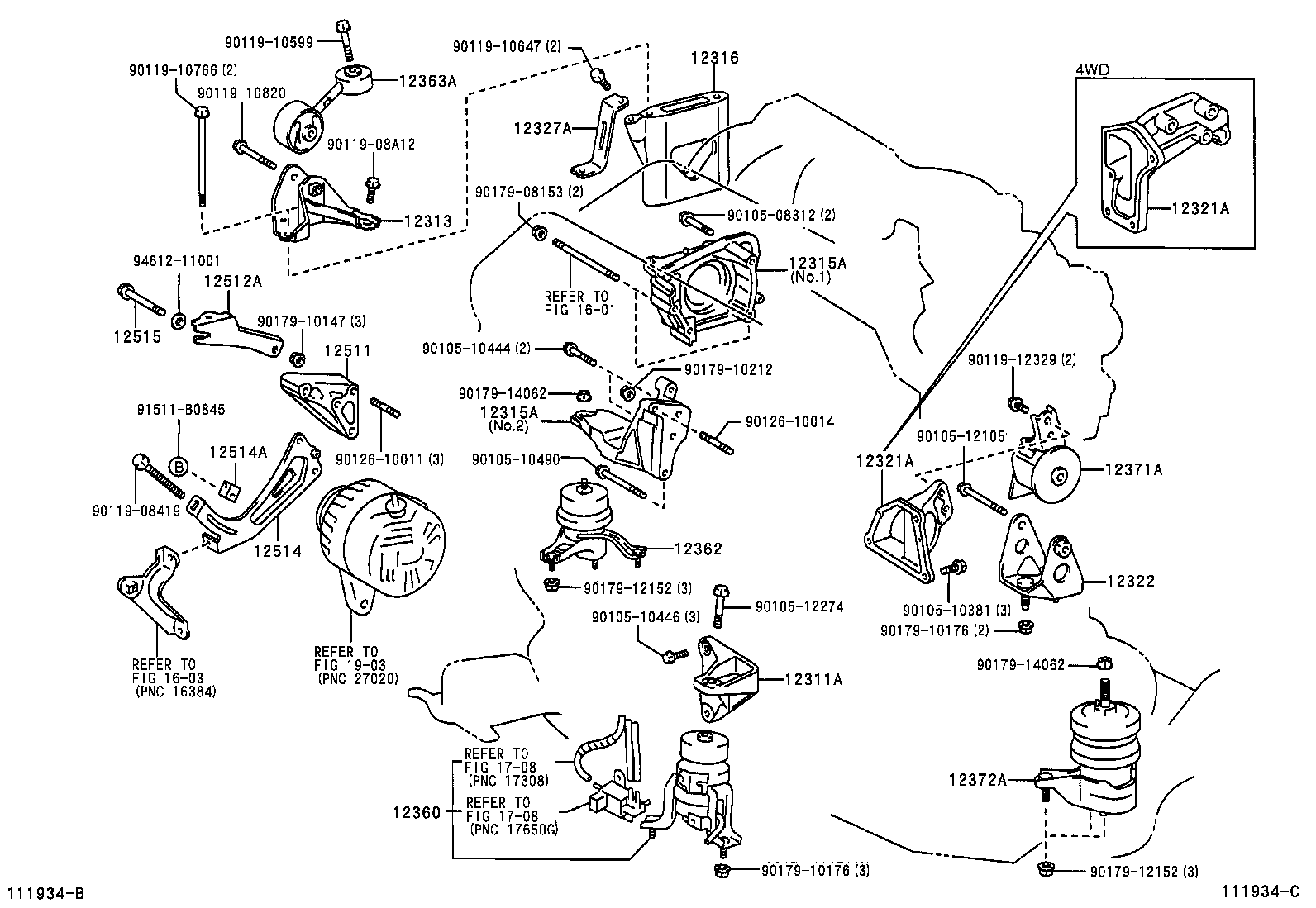 12372-20070 INSULATOR, ENGINE MOUNTING, LH(FOR TRANSVERSE ENGINE) product image