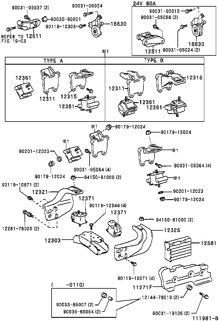 12303-78020 BRACKET SUB-ASSY, ENGINE MOUNTING, REAR product image