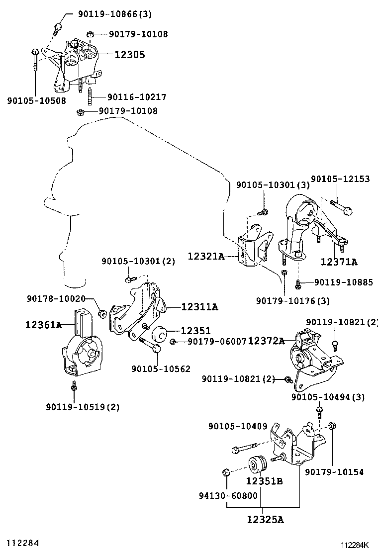 12372-21090 INSULATOR, ENGINE MOUNTING, LH(FOR TRANSVERSE ENGINE) product image
