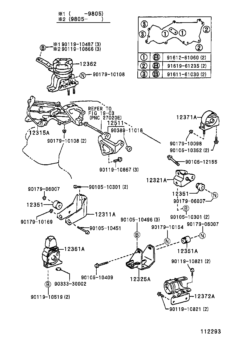 12372-74630 INSULATOR, ENGINE MOUNTING, LH(FOR TRANSVERSE ENGINE) product image