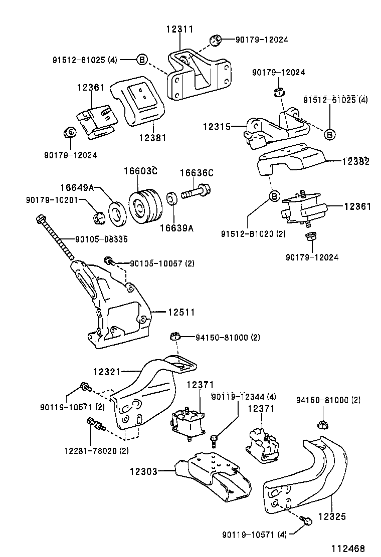 12303-78020 BRACKET SUB-ASSY, ENGINE MOUNTING, REAR product image