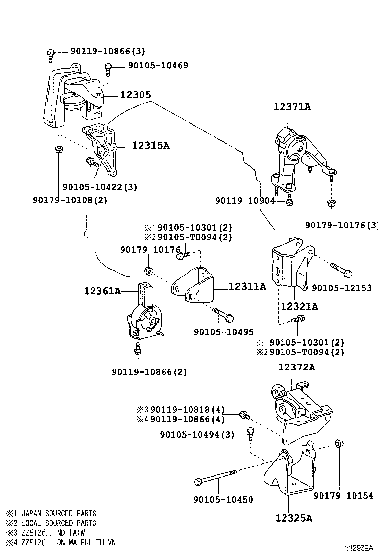 12372-0D071 INSULATOR, ENGINE MOUNTING, LH(FOR TRANSVERSE ENGINE) product image