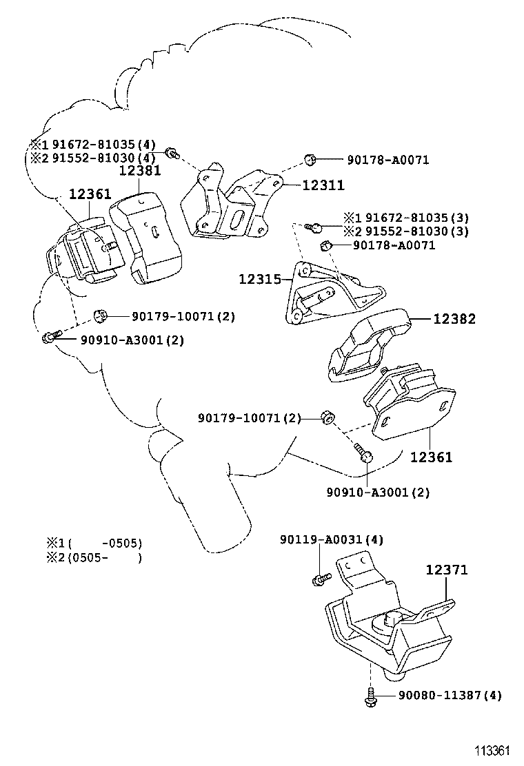 12315-0F010 BRACKET, ENGINE MOUNTING, FRONT NO.1 LH product image