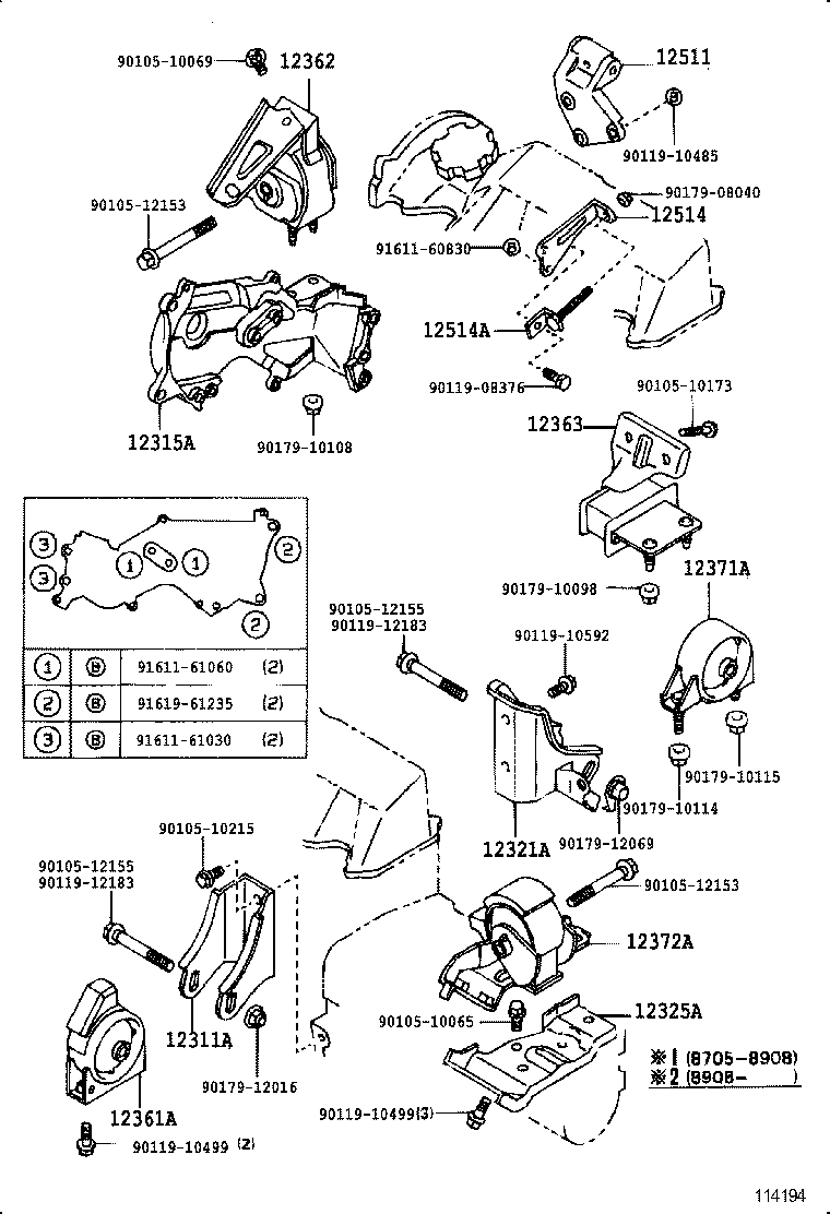 12372-64100 INSULATOR, ENGINE MOUNTING, LH(FOR TRANSVERSE ENGINE) product image