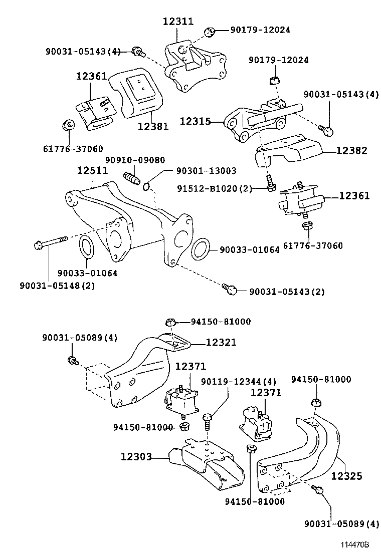 12303-78060 BRACKET SUB-ASSY, ENGINE MOUNTING, REAR product image