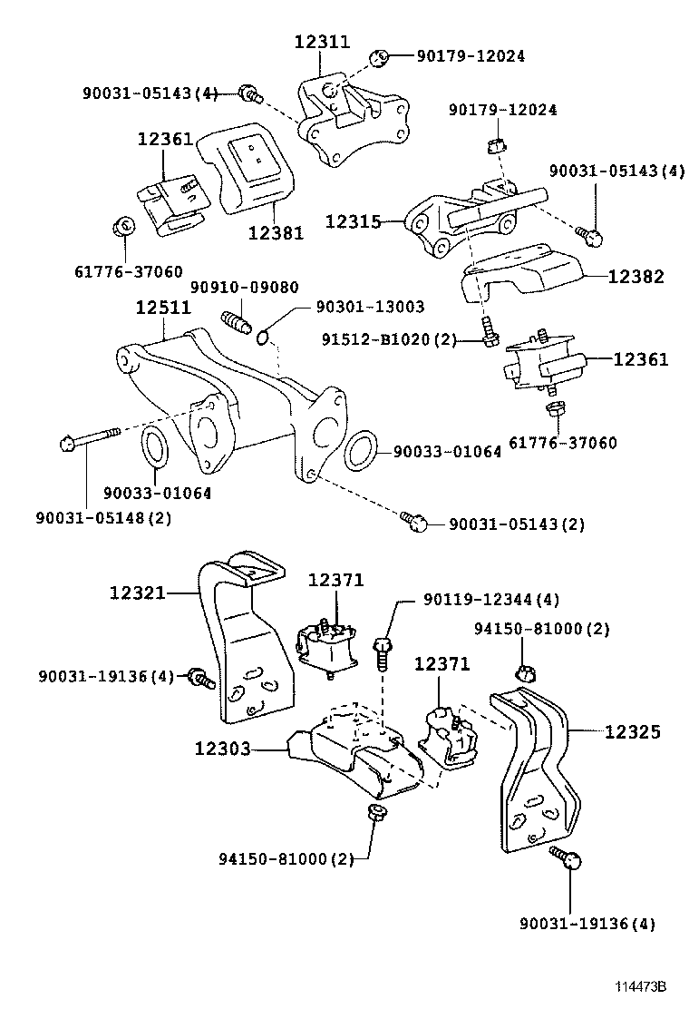 12303-78060 BRACKET SUB-ASSY, ENGINE MOUNTING, REAR product image