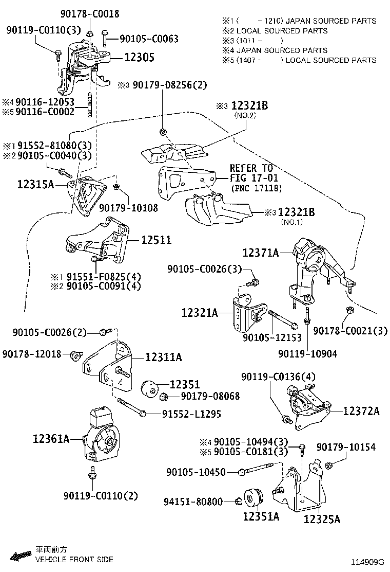 12304-22130 BRACKET, ENGINE MOUNTING, LH(FOR TRANSVERSE ENGINE) product image
