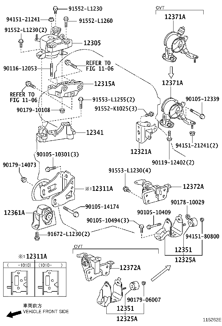 12372-28280 INSULATOR, ENGINE MOUNTING, LH(FOR TRANSVERSE ENGINE) product image