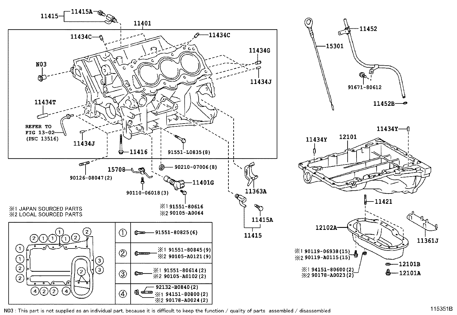 90080-12009 BOLT, STUD(FOR OIL PAN) product image