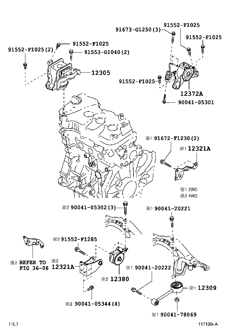12306-B2035 INSULATOR, ENGINE MOUNTING, LH(FOR TRANSVERSE ENGINE) product image
