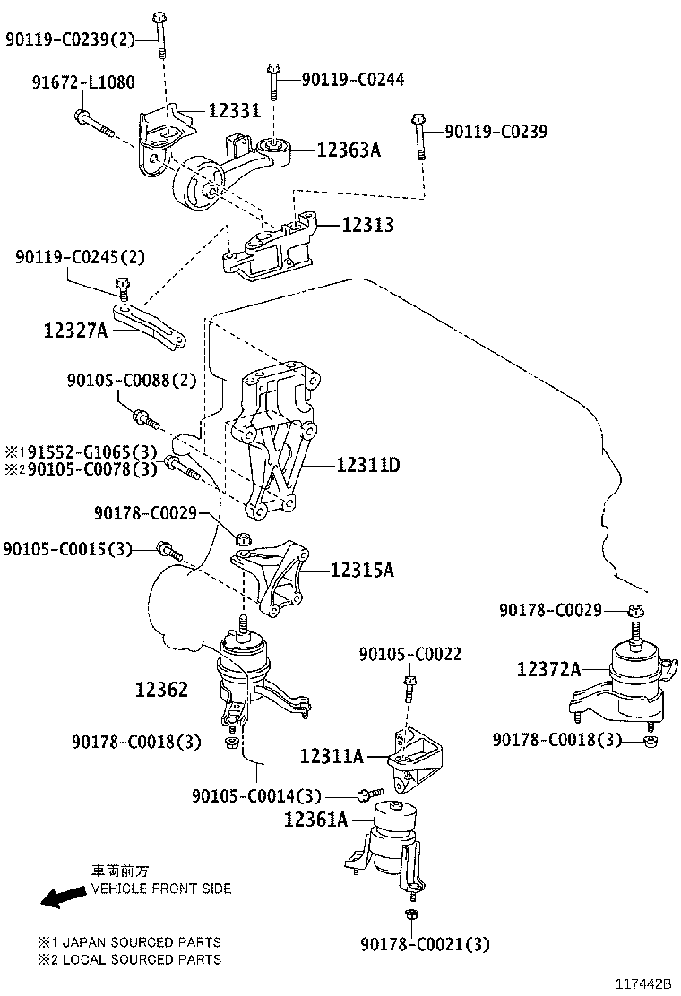 12319-0V080 BRACKET, ENGINE MOUNTING, RH(FOR TRANSVERSE ENGINE) product image