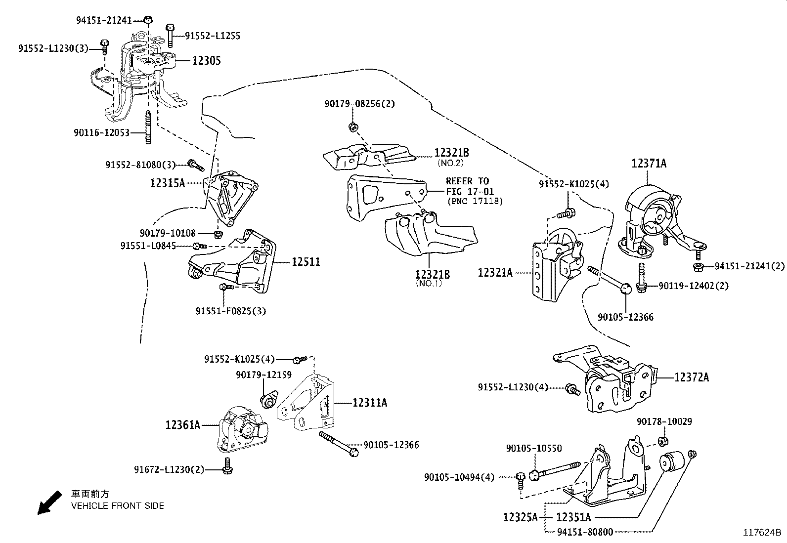 12372-21370 INSULATOR, ENGINE MOUNTING, LH(FOR TRANSVERSE ENGINE) product image