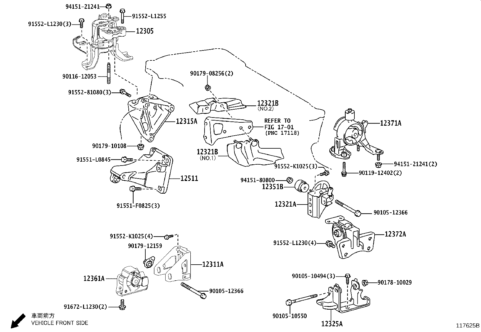 12372-21370 INSULATOR, ENGINE MOUNTING, LH(FOR TRANSVERSE ENGINE) product image