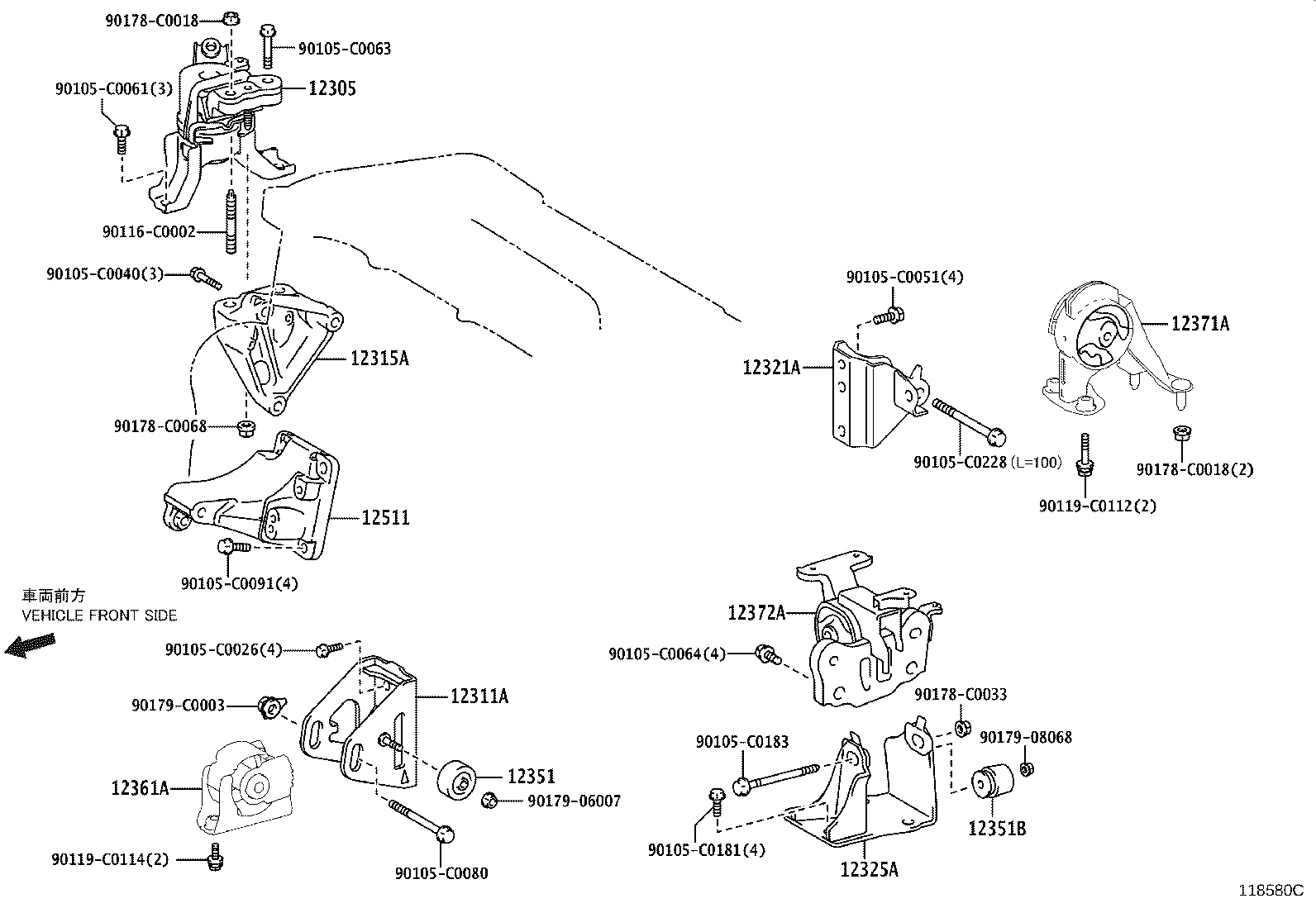 12372-0T360 INSULATOR, ENGINE MOUNTING, LH(FOR TRANSVERSE ENGINE) product image