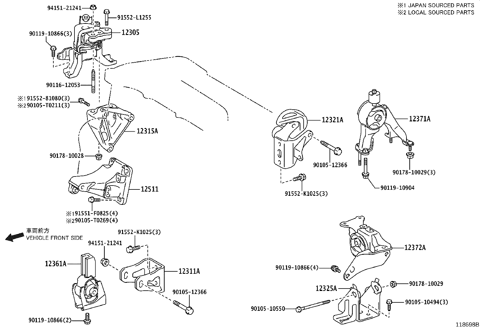 12372-21380 INSULATOR, ENGINE MOUNTING, LH(FOR TRANSVERSE ENGINE) product image